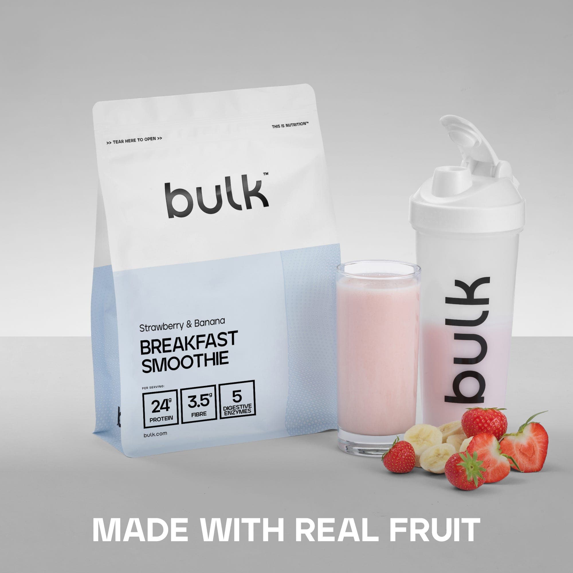 Bulk Complete Breakfast Protein Smoothie Strawberry & Banana 500g by Bulk