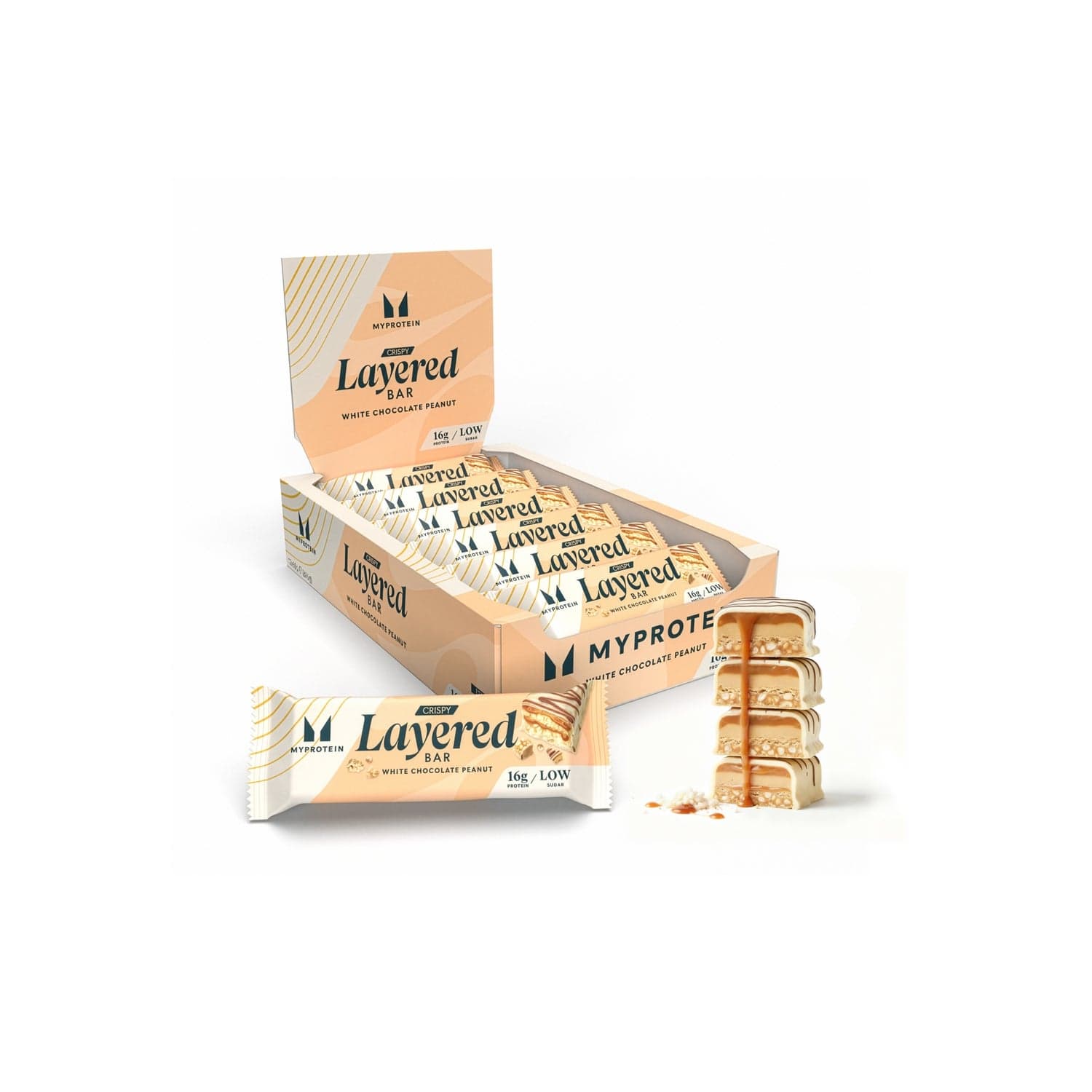 MyProtein Crispy Layered Protein Bar White Chocolate Peanut 12 x 58g by MyProtein