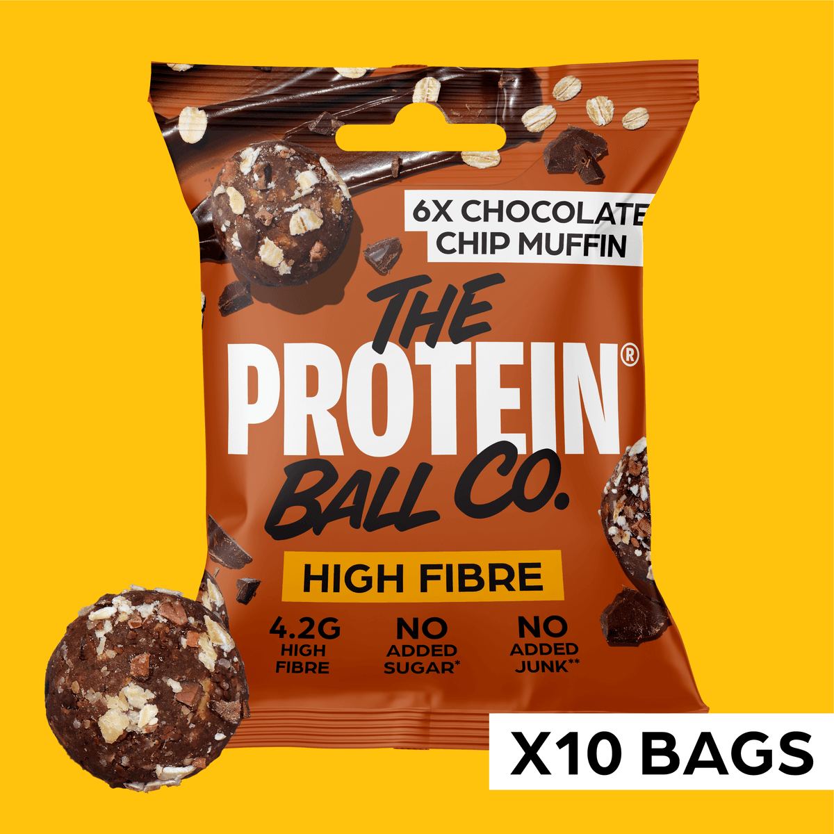 The Protein Ball Co High Fibre Chocolate Chip Muffin by The Protein Ball Co