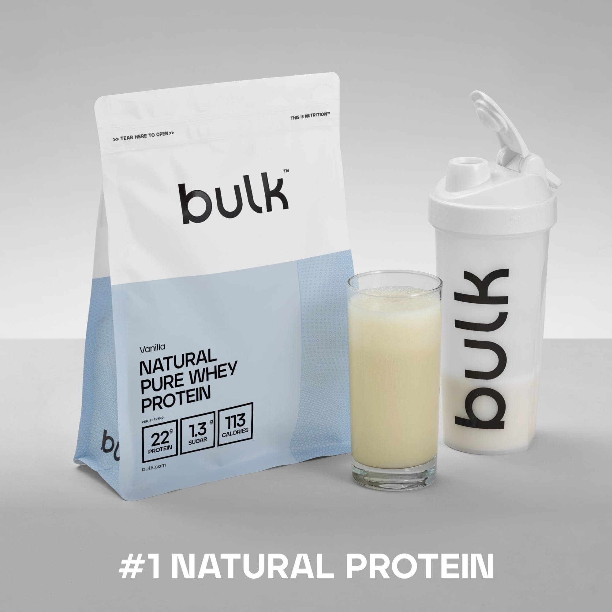 Bulk Natural Pure Whey Protein Vanilla 1kg by Bulk