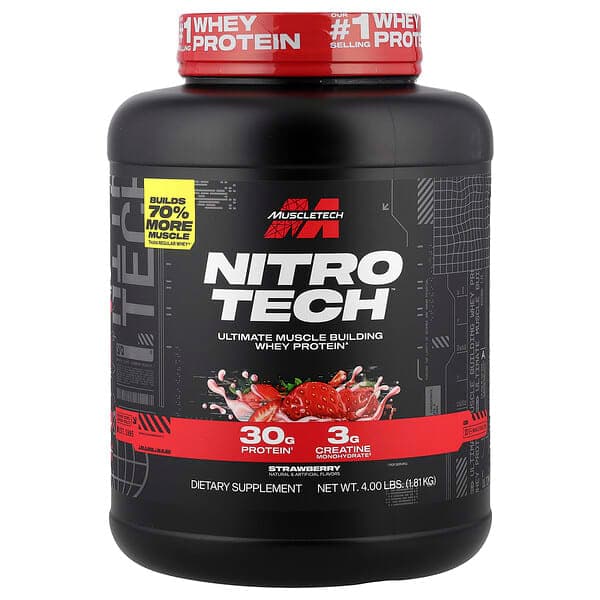 MuscleTech Nitro-Tech Whey Protein - Strawberry 1.81kg by MuscleTech