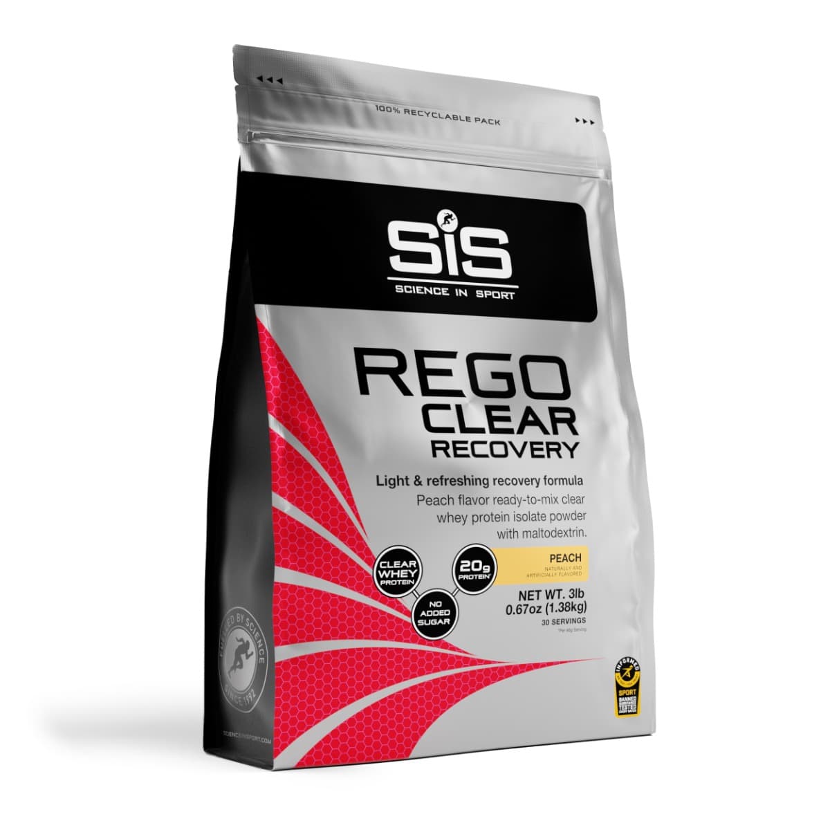 Science in Sport REGO Clear Recovery Peach 1.38kg by Science in Sport